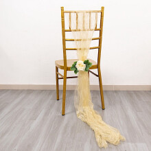 Crinkled Organza Chair Sashes - Champagne, 5 Pack