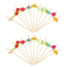 100 stk. bambus cocktailpinde med rosedesign