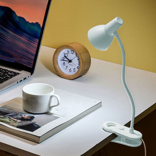 16-LED klips skrivebordslampe, 3 lysmoduser, USB-drevet