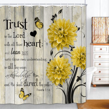 Farmhouse Flower Shower Curtain Set 72x84in with Hooks