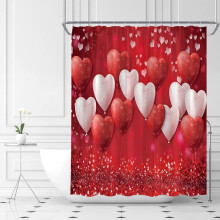 Red Heart Shower Curtain – Polyester, 72 x 84 in, with