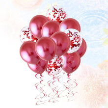 KALLORY 50-Piece Wine Red & Rose Gold Latex Balloons 12 Inch