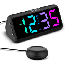 Loud Vibrating Alarm Clock for Heavy Sleepers, RGB Display,