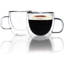 Glass Espresso Cups Set of 2 – 180 ml Double-Wall
