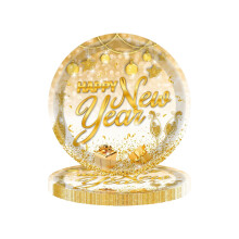 16-Piece Gold Happy New Year Paper Plates Set