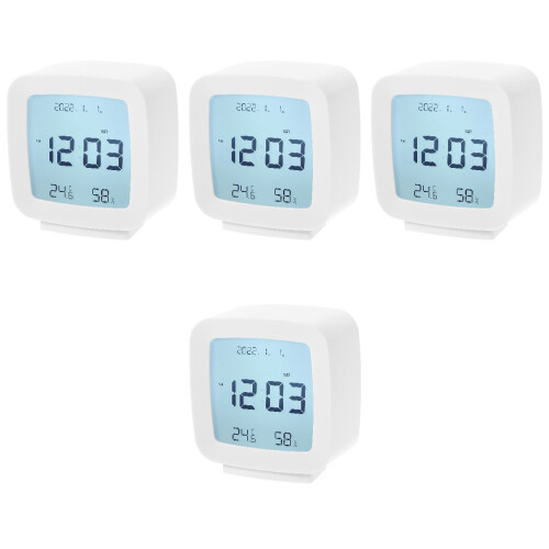 4Pcs Plastic Electronic Alarm Clock White with Clear Display for Home 1