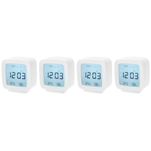 4Pcs Plastic Electronic Alarm Clock White with Clear Display for Home 2