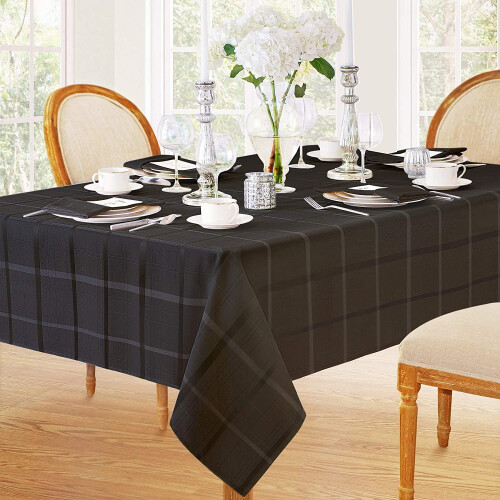 Newbridge Elegance Plaid Tablecloth 60 x 102 in Black