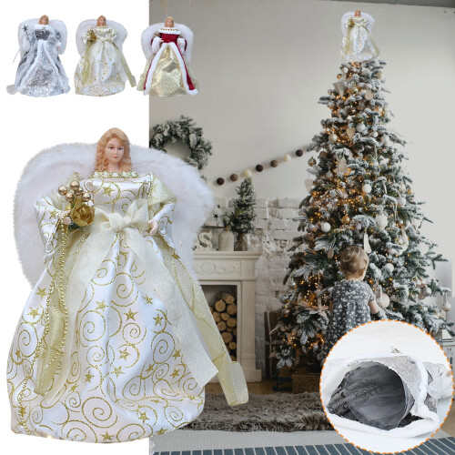 12 Inch Silver Angel Christmas Tree Topper