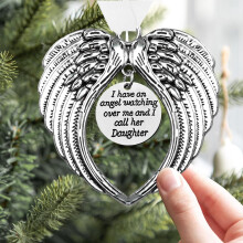 Memorial Angel Wing Ornament – Silver Alloy Christmas