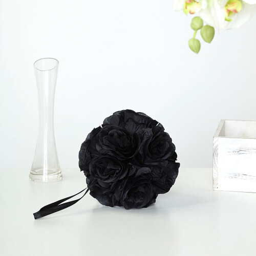 Black Silk Rose Kissing Balls 7 in 2 Pack 1