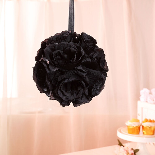 Black Silk Rose Kissing Balls 7 in 2 Pack 2