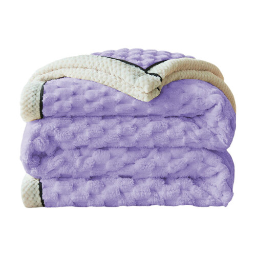 Double-Layer Flannel Fleece Throw Blanket, Purple, 200 1