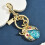 Crystals Embedded Ladybugs Keychain-Silver fancy colored diamon 5