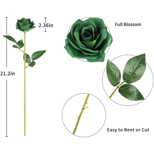 Black Silk Roses – 12 Pcs, 21.2 in Long Stem 2