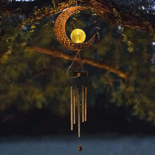 Solar Wind Chime Bronze 42 Inch Garden Decor 1