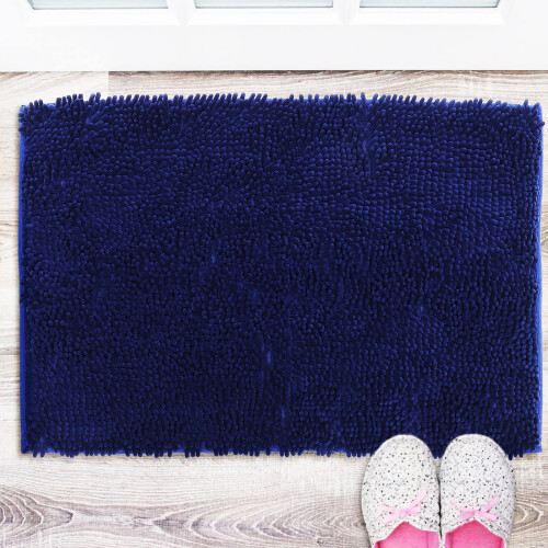 Marineblauwe antislip badkamermat van polyester 2