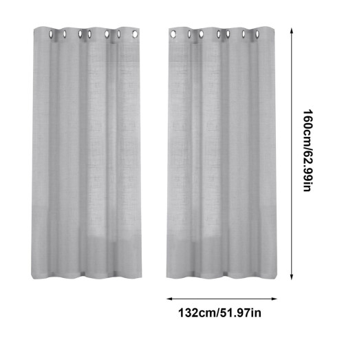 Linen Sheer Curtains Silver 52x63 in 2 Panels 2