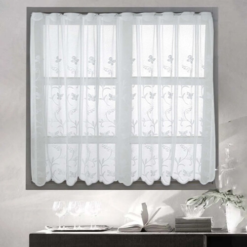 White Voile Short Curtains 29.13 x 23.62 in, 1 Panel 1