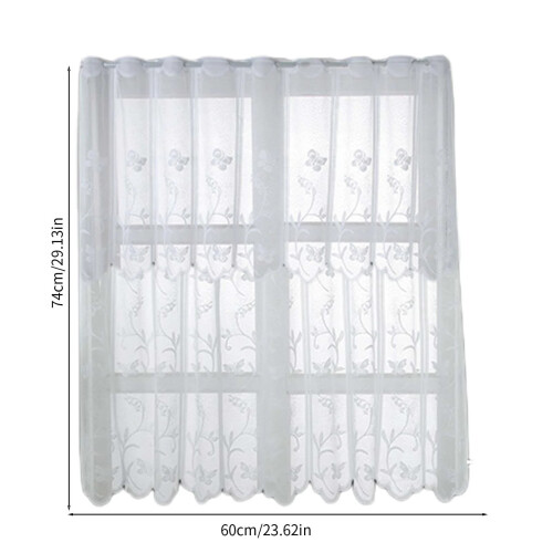 White Voile Short Curtains 29.13 x 23.62 in, 1 Panel 2