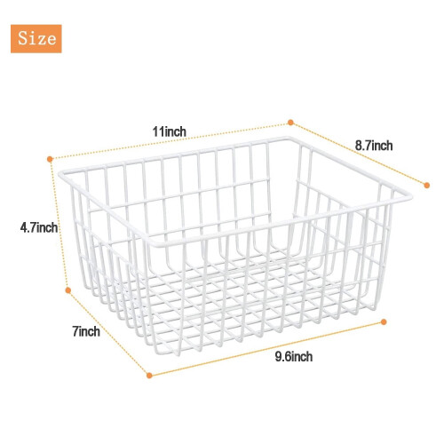 2-Pack White Wire Storage Baskets 11" x 8.7" x 4.7" 1