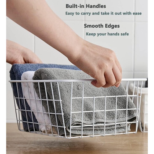 2-Pack White Wire Storage Baskets 11" x 8.7" x 4.7" 2