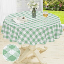 Round Waterproof Vinyl Tablecloth with Flannel Back, 60 in,
