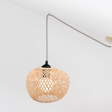 Beige Woven Bamboo Pendant Lamp Shade 20x20x15cm