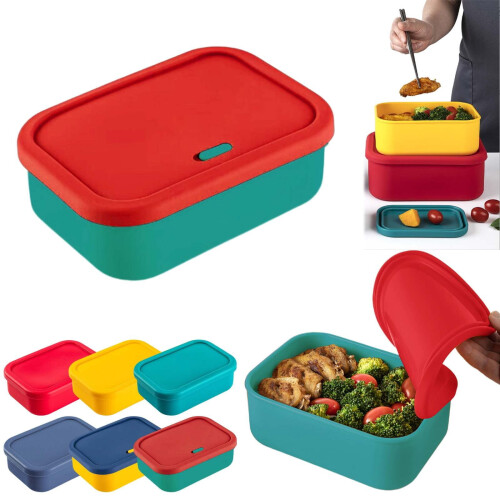 Silicone Lunch Box with Lid – Leakproof, Heat-Resistant,