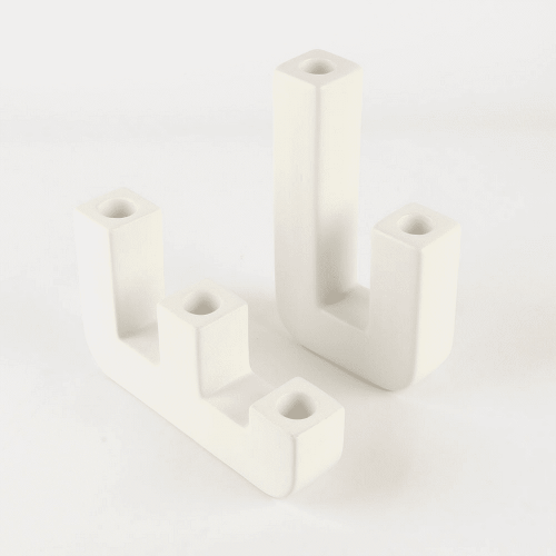 Ceramic Candle Holder Set – Minimalist White, 2 pcs