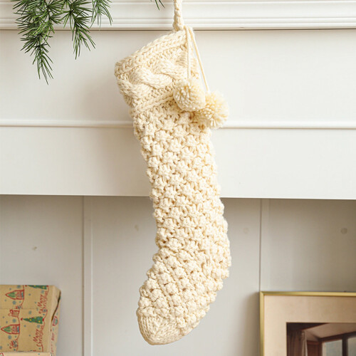 Extra Large 46cm White Knitted Christmas Stocking