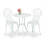White Metal Bistro Set - Table & 2 Chairs, Leaf Pattern 1