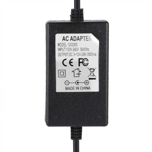 24W 2A 3-12V LED-Display-Adapter, Schwarz, 9x5x3 cm 2