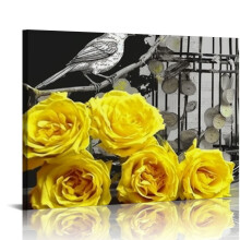 Yellow Floral Canvas Art – Gallery Wrapped Ready to Hang