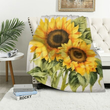 Sonnenblumen-Decke, weiche Plüschdecke, 127 x 152 cm