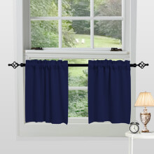 Blackout Tier Curtains 2-Pack Polyester Navy Blue