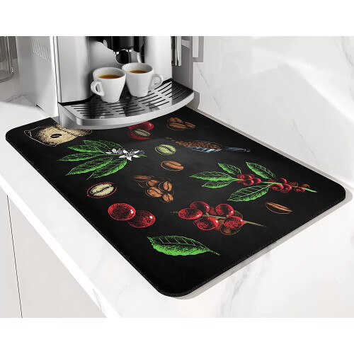 Absorbent Quick-Dry Coffee Mat with Rubber Backing 19.5 x