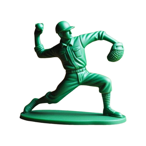 Ensemble de 6 mini-statues de soldats de baseball verts