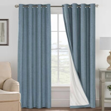 Linen Look Blackout Curtains 96in x 52in Pair