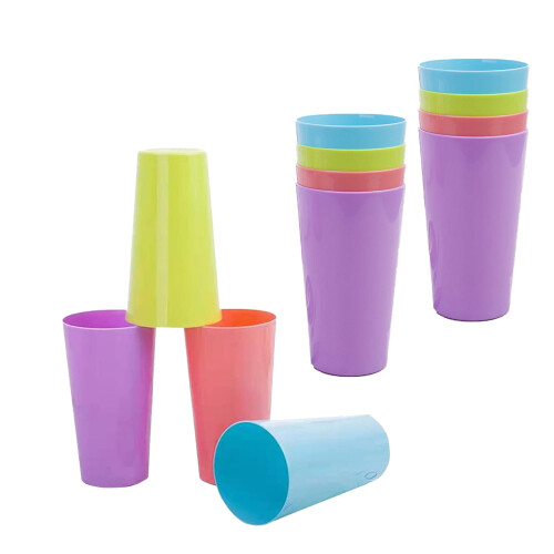 12-Pack 9oz Unbreakable PP Tumblers, 4 Colors