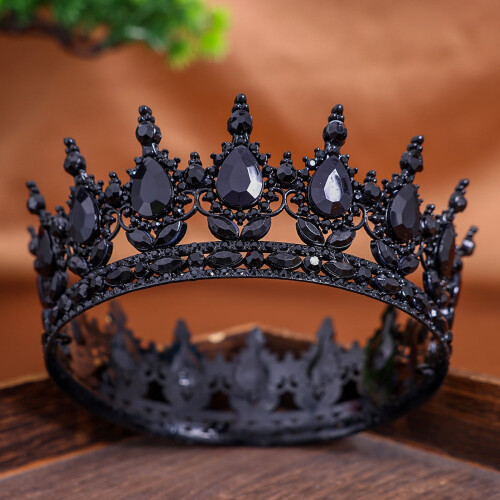 Baroque Round Crown Hair Accessory in Black