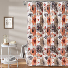 Leah Floral Shower Curtain 72x72 in Coral & White