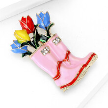 Chaussure artistique avec épingle à fleurs pour costumes,-Rose