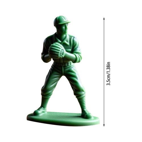 Ensemble de 6 mini-statues de soldats de baseball verts 1