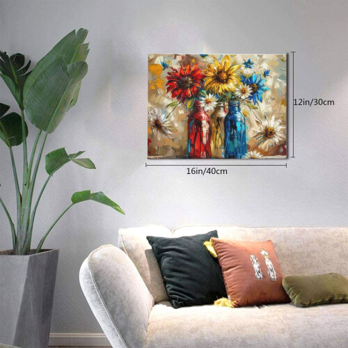 12x16in Floral Vase Canvas Wall Art 1