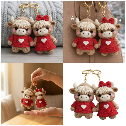Modieuze Highland Cow-sleutelhangers-A 2