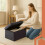 Gray Velvet Storage Pouf - Foldable, 76x38x38 cm 6