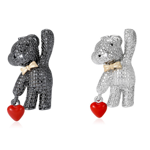 Schattige beervormige hartbroche met legeringsconstructie,-Zwart 1