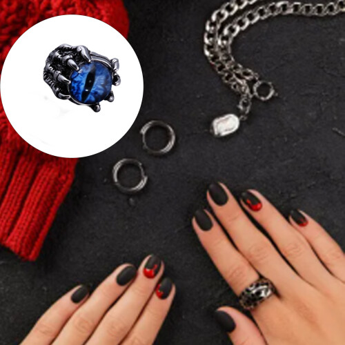 Wolf Claw Demons Eye Finger Rings Adjustable Opening Rings-Blue 2