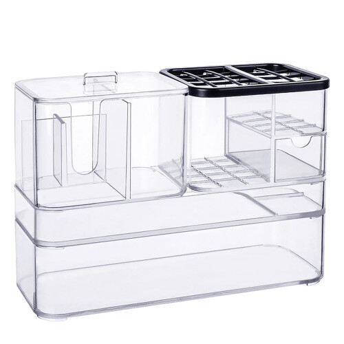Stackable Clear Cosmetic Storage Box with Multiple 1